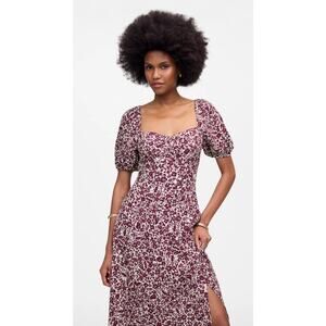 Madewell Puff Sleeve Sweatheart Midi Dress in Floral, Size 6 NWT